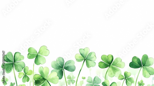 Watercolor green clover on a white background with copyspace, st patrick's day celebration