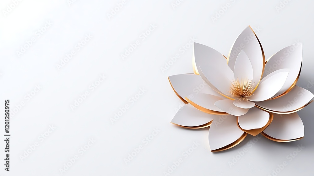 Elegant White Paper Flower with Gold Accents Elegant White Paper Flower with Gold Accents