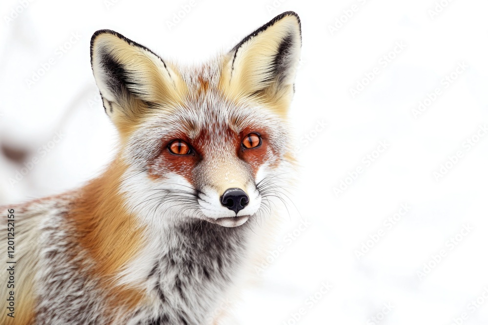 Fototapeta premium A close-up of a red fox in snowy environment