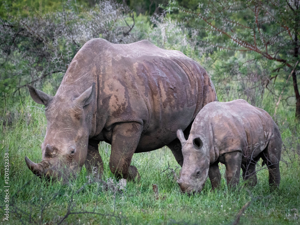 Obraz premium Stately Rhino in Kruger National Park’s Untamed Wilderness