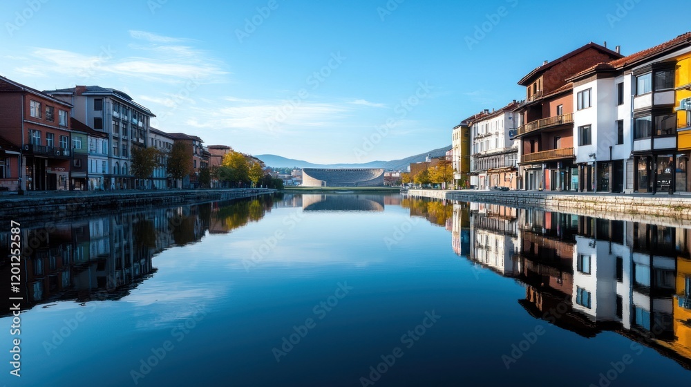 River Reflection in European Town River Reflection in European Town