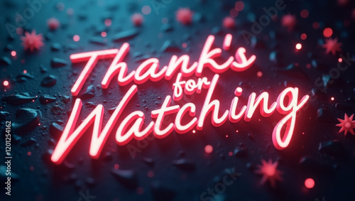 Wallpaper Mural Glowing Neon Text Effect Featuring 'Thanks for Watching' Typography Torontodigital.ca