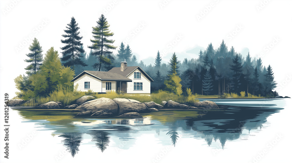 Obraz premium house on the river
