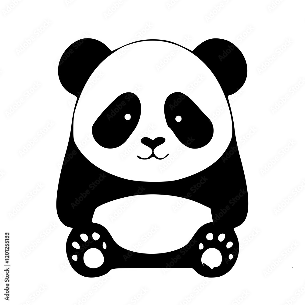 Fototapeta premium Cartoon of Panda, Black & White