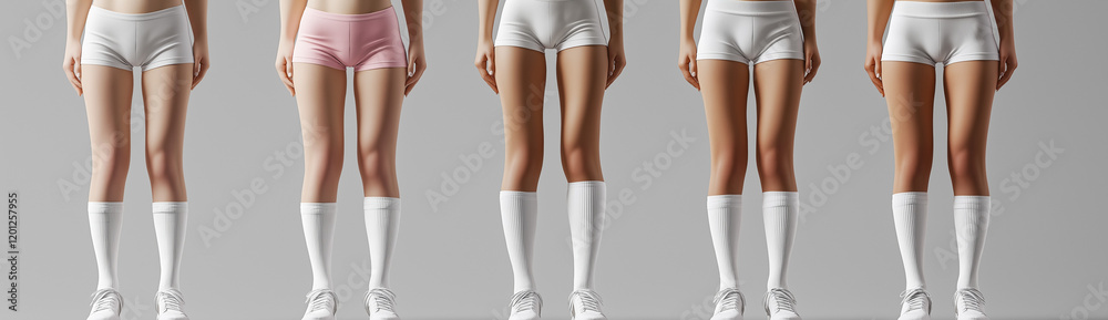Showcase of White Ribbed Ankle Socks in Front, Side, and Back Views on a Neutral Grey Background – Minimalist and Comfortable Sock Design for Everyday Style