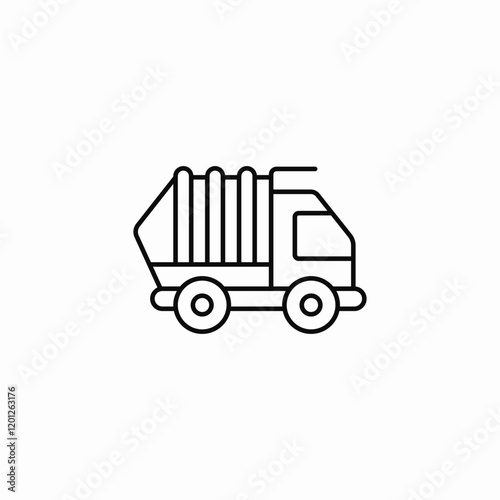 Garbage truck waste collection icon vector sign