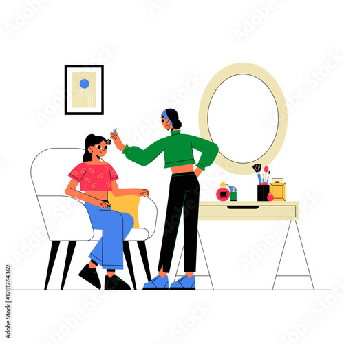 Wallpaper Mural Makeup Artist Applying Makeup To Female Client In Flat Vector Illustration Symbolizing Beauty Services, Salons, And Professional Makeup, Isolated On White Background. Torontodigital.ca