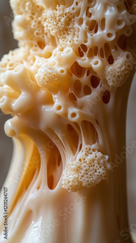 Creamy baked macaroni cheese with melted cheese on top presented in close-up ...