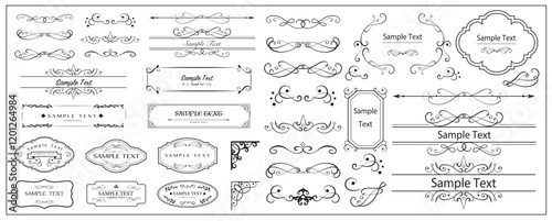 Decorative dividers. Calligraphic flourish ornaments. Vintage border,  frame. Vector set for greeting and invitation cards, certificates.eps