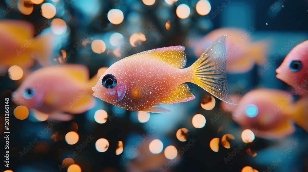 A serene underwater world where glowing coral reefs pulse softly in hues of turquoise and violet. Bioluminescent fish swim lazily through radiant kelp forests, casting shimmering patterns onto A serene underwater world where glowing coral reefs pulse softly in hues of turquoise and violet. Bioluminescent fish swim lazily through radiant kelp forests, casting shimmering patterns onto