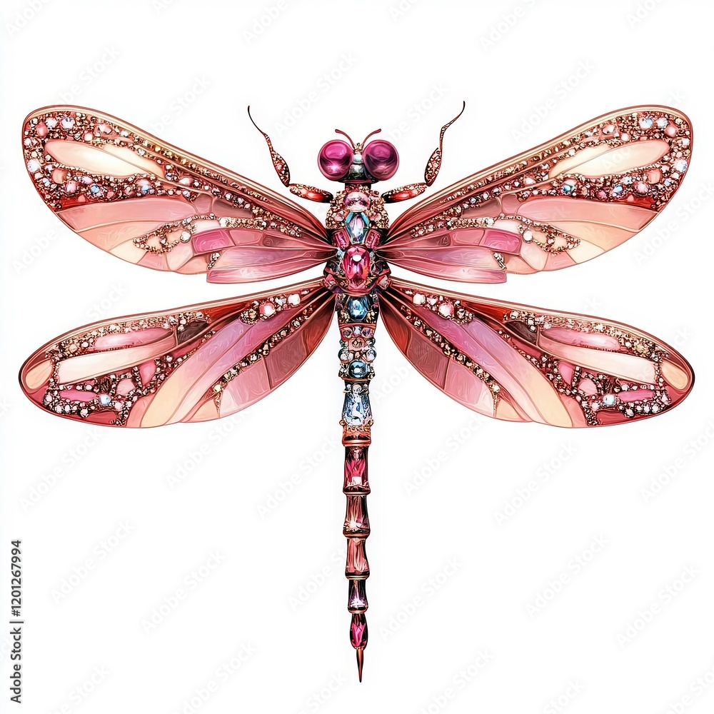 Fototapeta premium Intricate pink dragonfly design showcasing enchanting craftsmanship and detail