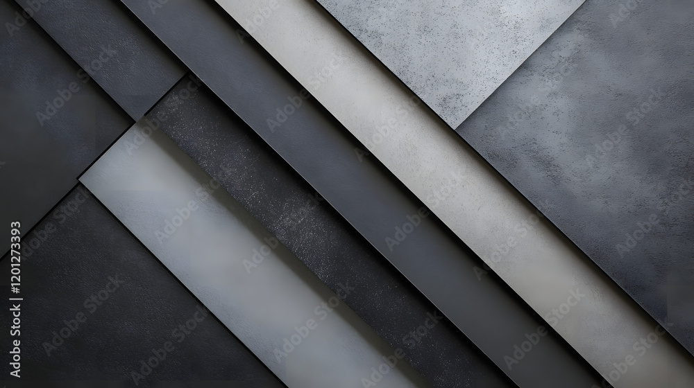 Black white dark gray abstract background. Geometric pattern shape. Line triangle polygon angle. Gradient. Shadow. Matte. 3d effect. Rough grain grungy. Design. Template. Presentation.