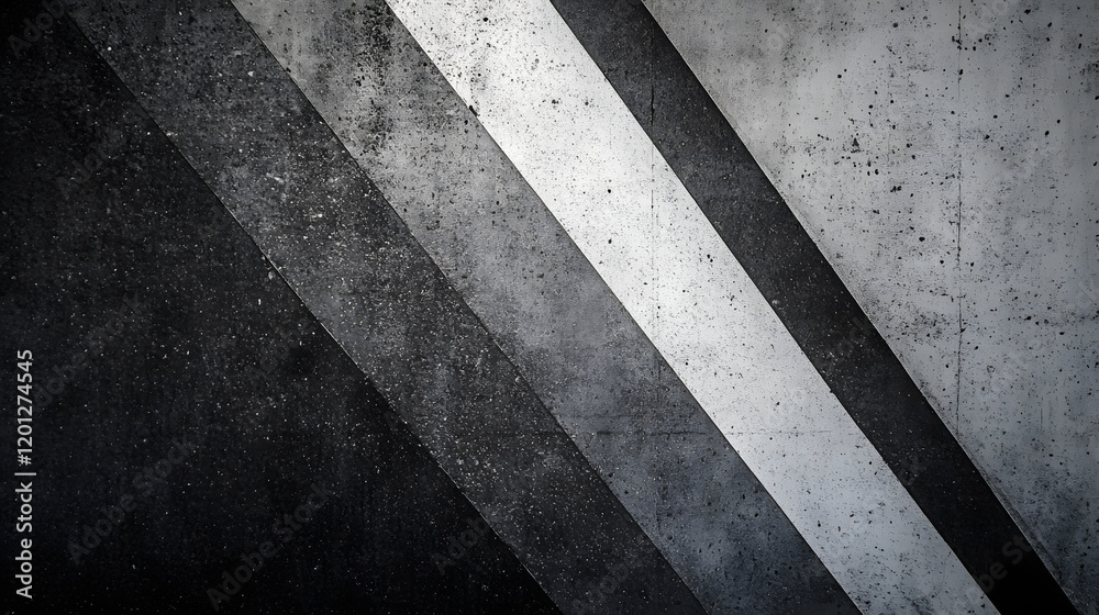 Fototapeta premium Black white dark gray abstract background. Geometric pattern shape. Line triangle polygon angle. Gradient. Shadow. Matte. 3d effect. Rough grain grungy. Design. Template. Presentation.
