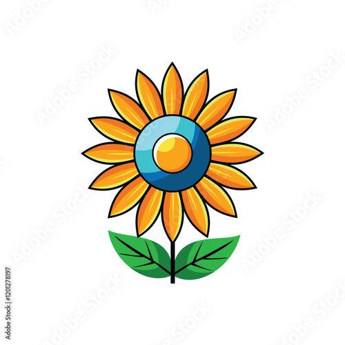 sunflower flower icon in cartoon style isolated on white background