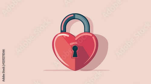 Heart Shaped Padlock Vector Isolated Illustration photo