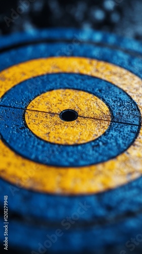 Colorful concentric circles showcasing vibrant blue and yellow patterns in a ...