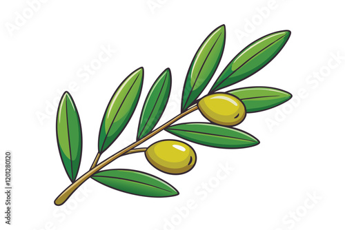 Close up of an olive tree branch featuring lush green leaves and olives, representing nature, agriculture, and Mediterranean diet