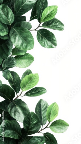 Elegant green leaf branch on a light background showcasing nature's beauty an...
