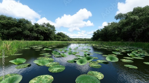 Serene River in Lush Tropical Jungle
