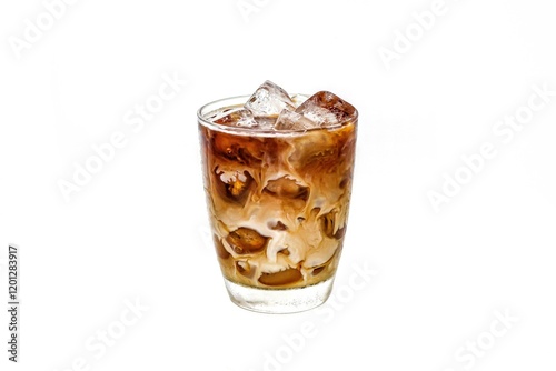 Pictures of Latte ice coffee and coffee put on white background and isolate concept.