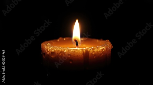 Burning candle on black, dark background. Day of Remembrance and Sorrow photo