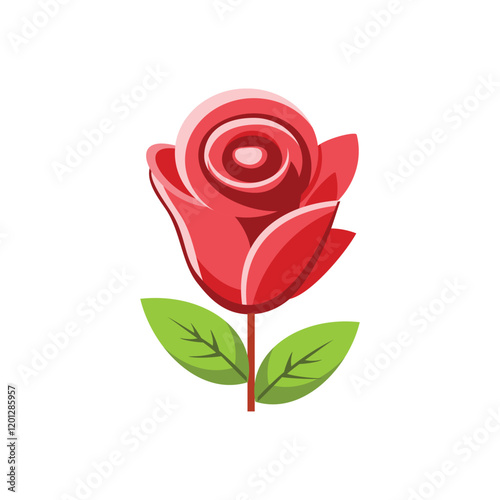 red rose flower icon, cartoon style