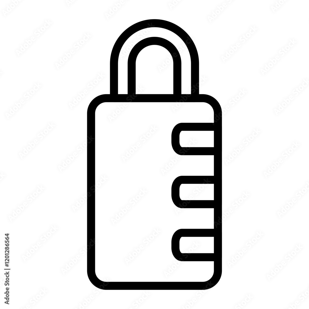 Travel Lock Vector Line Icon Design Travel Lock Vector Line Icon Design