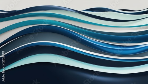 Elegant Abstract Layered Blue and Green Waves with Smooth Gradients and Dynamic Flowing Curves for a Contemporary Minimalist Design photo