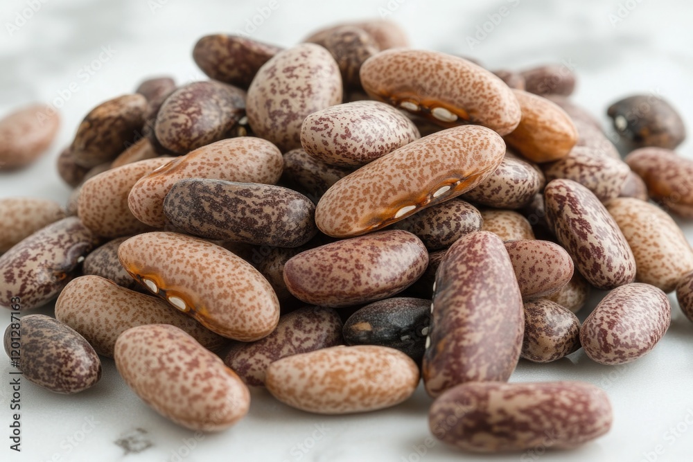 A collection of beans arranged on a flat surface, often used as a decorative element or in still life photography A collection of beans arranged on a flat surface, often used as a decorative element or in still life photography
