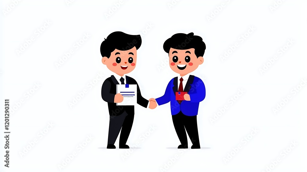 Two Smiling Businessmen Shaking Hands, Celebrating a Successful Deal Two Smiling Businessmen Shaking Hands, Celebrating a Successful Deal