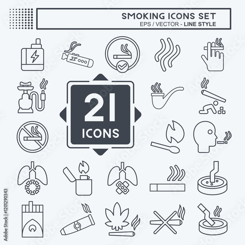 Icon Set Smoking. related to Education symbol. line style. design editable photo