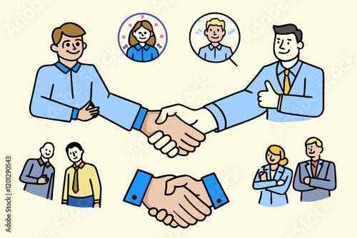 Business Handshake and Professional Interaction Illustrations