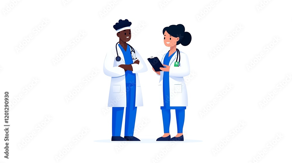 Two Doctors in Discussion, Collaborative Healthcare Team Two Doctors in Discussion, Collaborative Healthcare Team