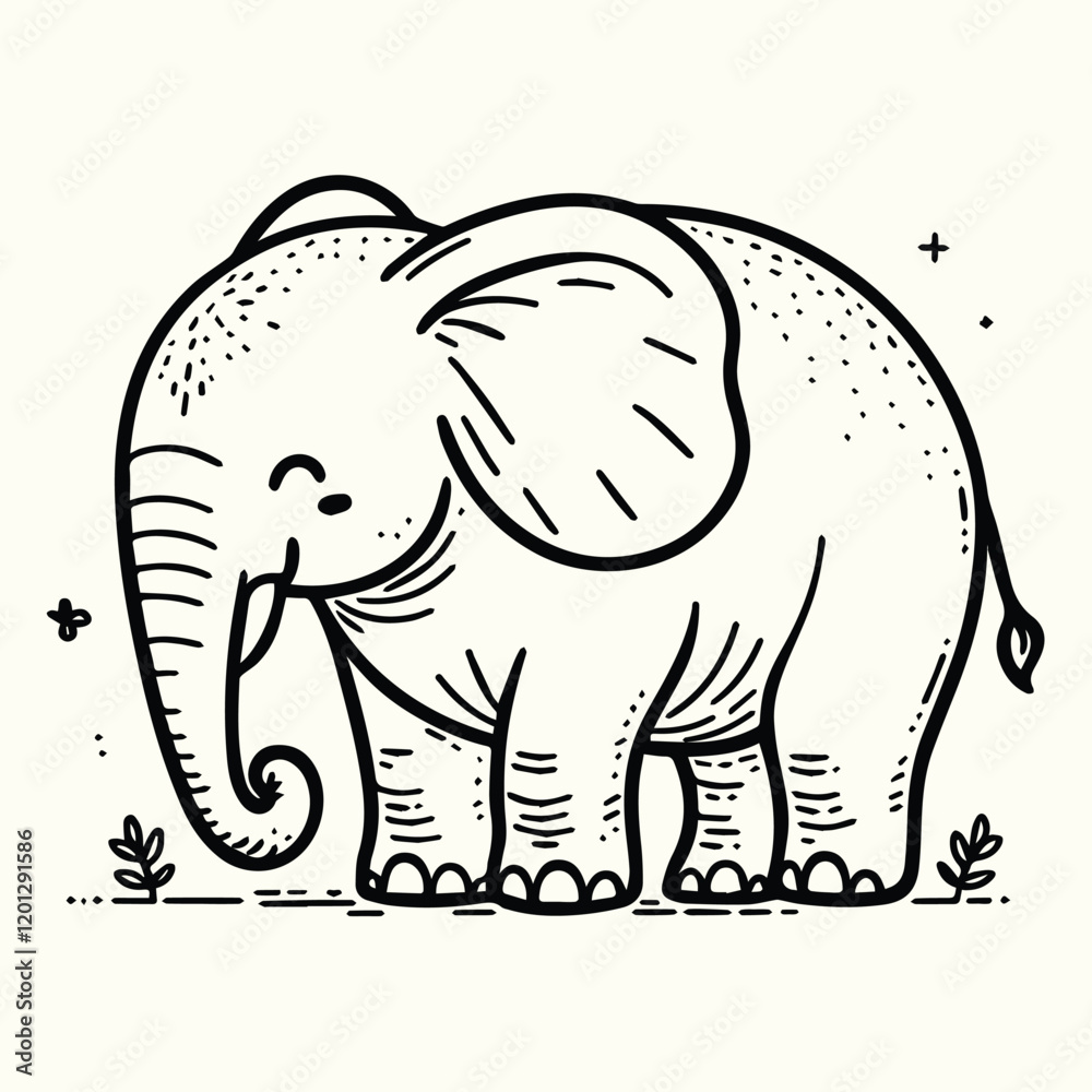 Obraz premium Elephant Sketch Drawing Line Art Animal Wildlife