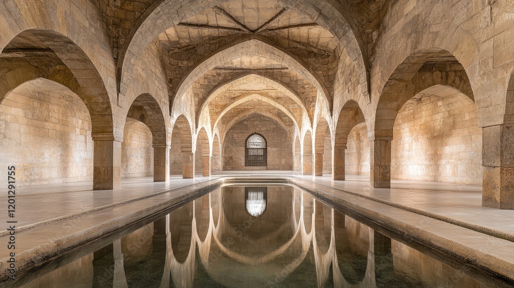 Ancient Stone Building With Reflecting Pool Ancient Stone Building With Reflecting Pool