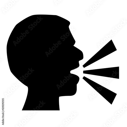 Icon representing an angry person shouting or expressing frustration.Anger, frustration, and emotional outbursts symbolized through yelling.  emotional expressions, yelling for impact, and communica


