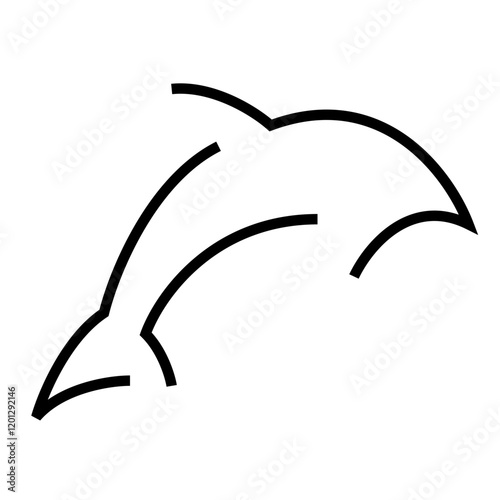 Simple line dolphin icon, symbolizing marine life and aquatic animals.Grace, freedom, and intelligence represented by the dolphin.Minimalist design,marine branding, aquatic themes, or eco-friendly



 photo