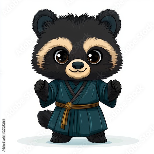 Adorable Spectacled Bear Cub in Traditional Robe photo