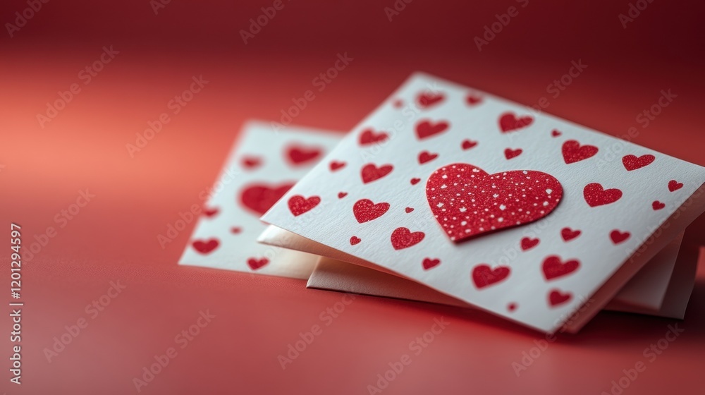 Romantic greeting cards with red hearts on soft red background Romantic greeting cards with red hearts on soft red background
