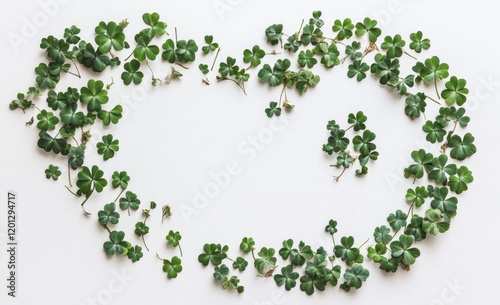 Wallpaper Mural Green clover leaves arranged in a frame on a white background.  Perfect for spring or St. Patrick's Day designs. Torontodigital.ca