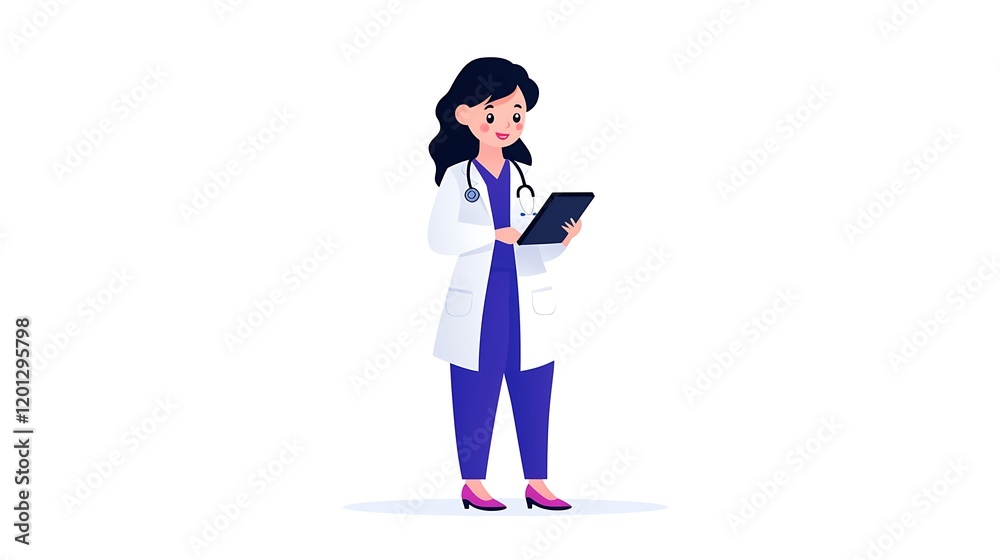 Smiling Female Doctor Using Digital Tablet for Patient Care Smiling Female Doctor Using Digital Tablet for Patient Care