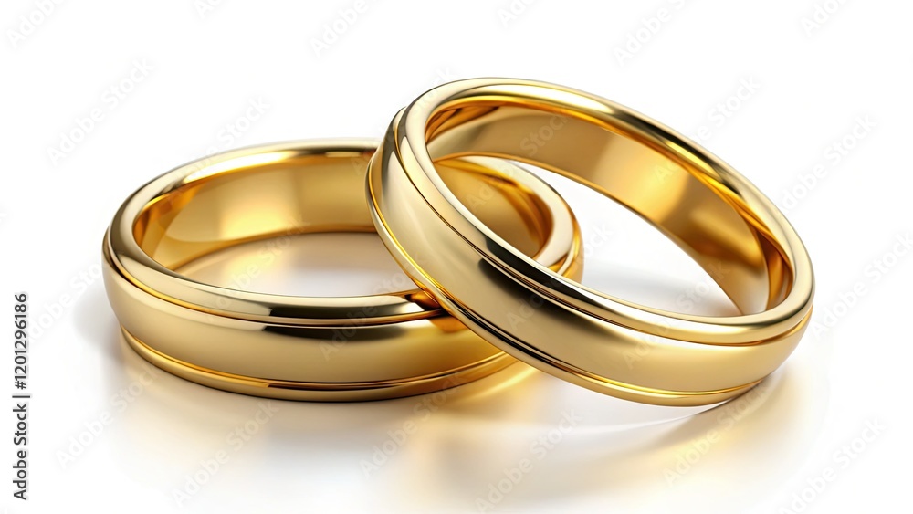 Gleaming golden wedding bands, a macro close-up showcasing love's enduring symbol: marriage. Gleaming golden wedding bands, a macro close-up showcasing love's enduring symbol: marriage.