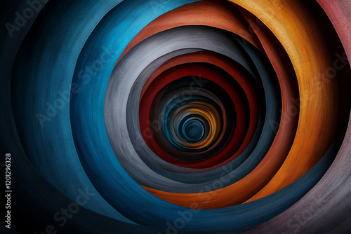 Colorful spiral pattern in layers creates an illusion photo