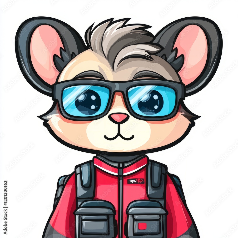 Fototapeta premium Cool Mouse Character Wearing Sunglasses and Backpack