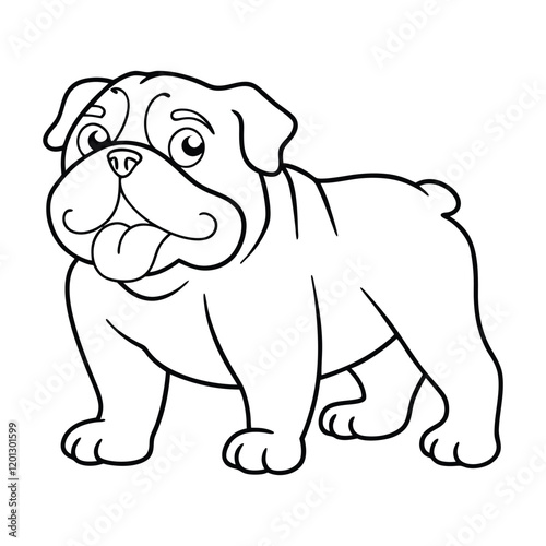 Cute Bulldog Coloring Page Outline for Kids