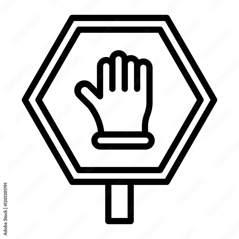 Stop Sign Vector Line Icon Design Stop Sign Vector Line Icon Design