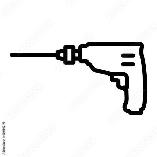 Power Drill Vector Line Icon Design