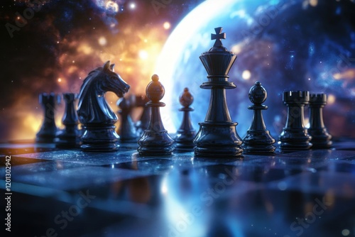 Cosmic Chess: A Strategic Game Underneath a Celestial Canvas photo