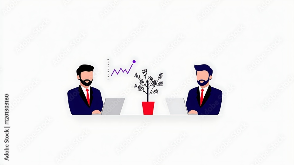 Two Businessmen Collaborating on Growth Strategy Two Businessmen Collaborating on Growth Strategy