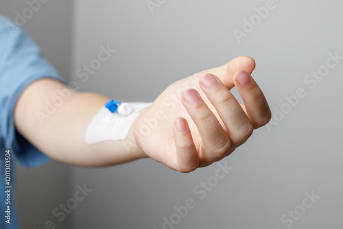 Patient hand with Catheter. Medicine and hospital concept